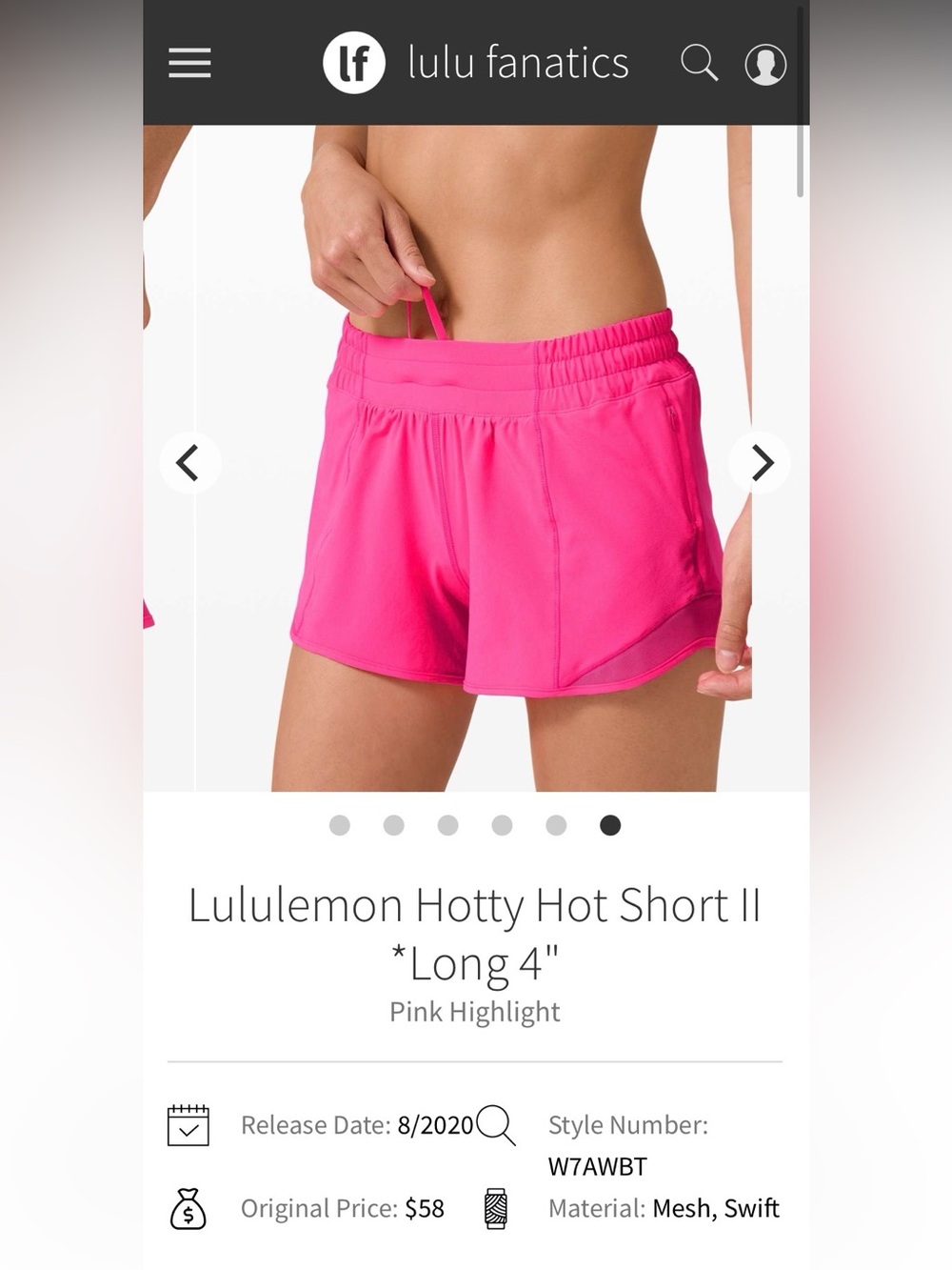 lululemon athletica Hotty Hot Short II — Pink Highlight